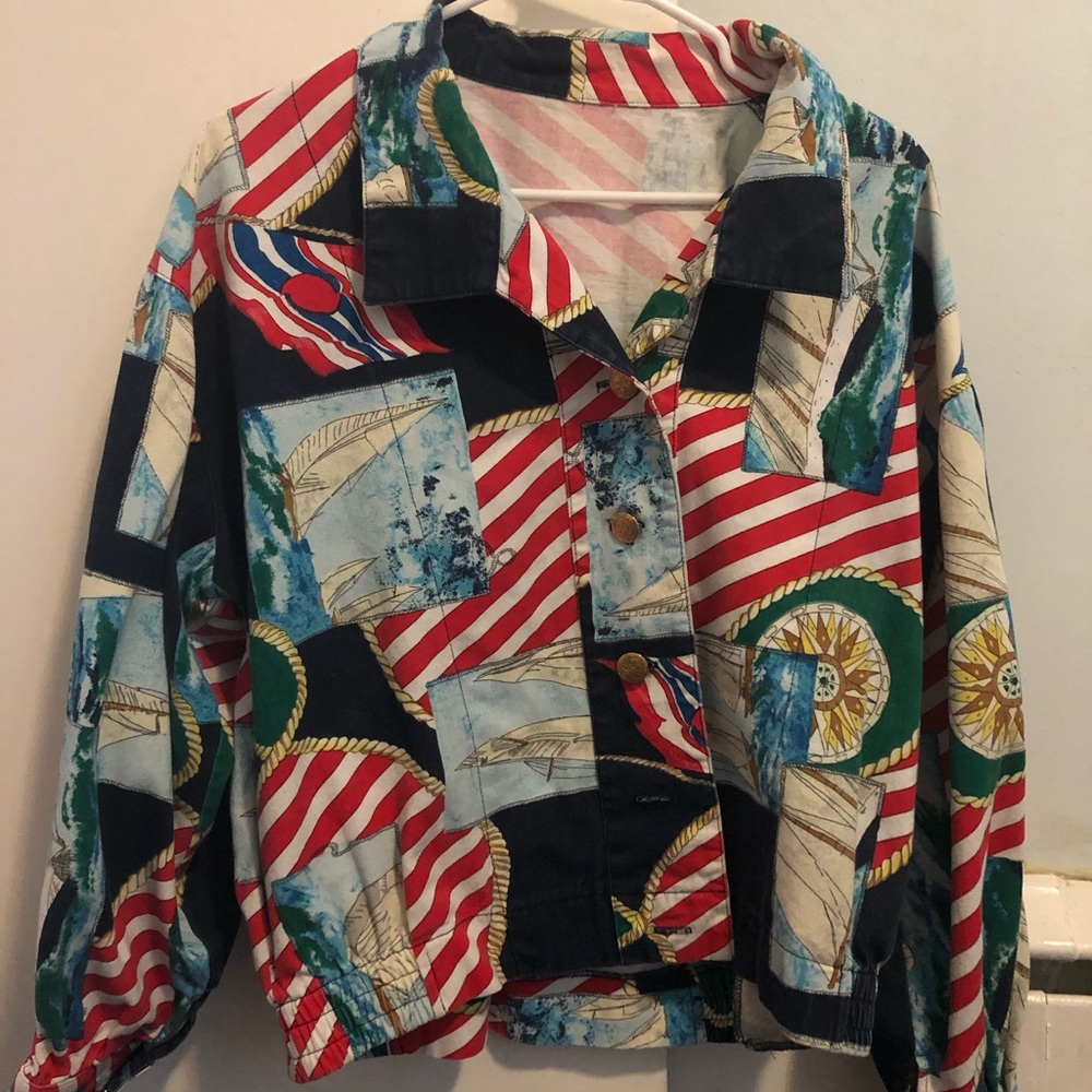 Vintage printed jean jacket